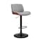 Armen Living Brock Adjustable Gray Faux Leather and Walnut Wood with Black Finish Bar Stool LCBCBAWABLGR - alternate 1